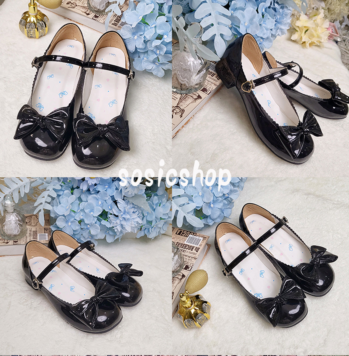 Sosic - Kawaii Lolita Bow Falt Shoes - Shoes