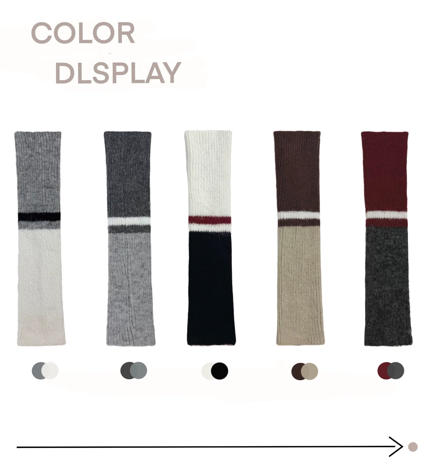White Socks - Color-Block Slouch - Ribbed Color-Block Socks with Stripe Bands