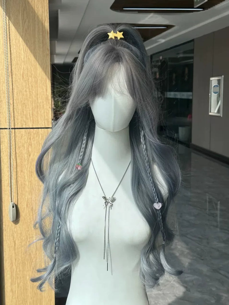 Kunkun Fish Smoky Blue Iris long smoky blue curly wig - view 4