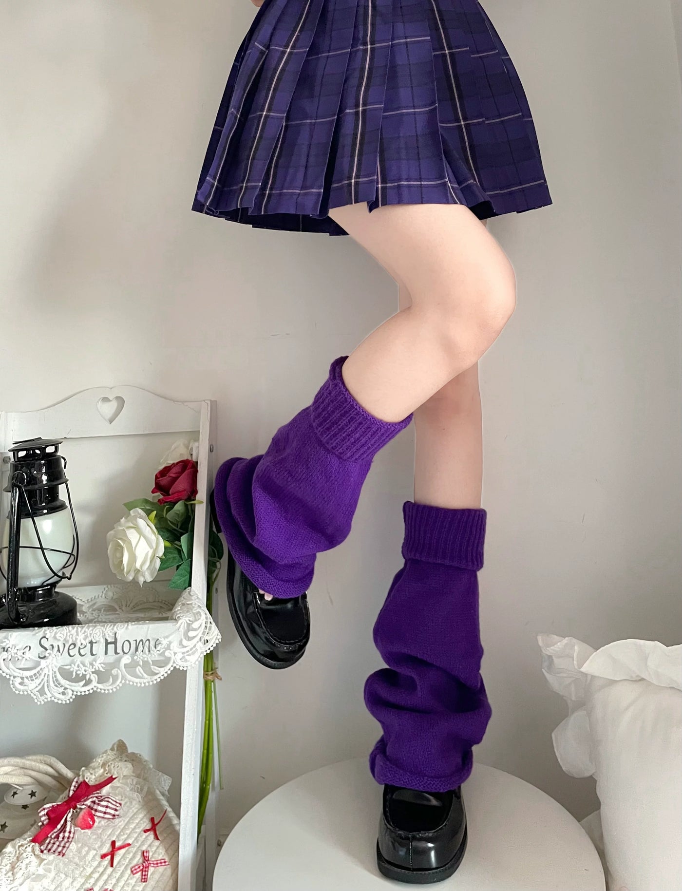 Fantasy Doll - Dreamy Purple - Flared Knitted Leg Warmers and Sock Covers with Scrunched Cuffs