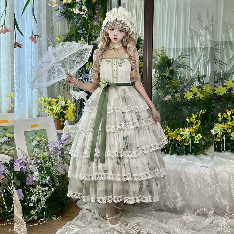 Green JSK set with matching ivory shrug and obi