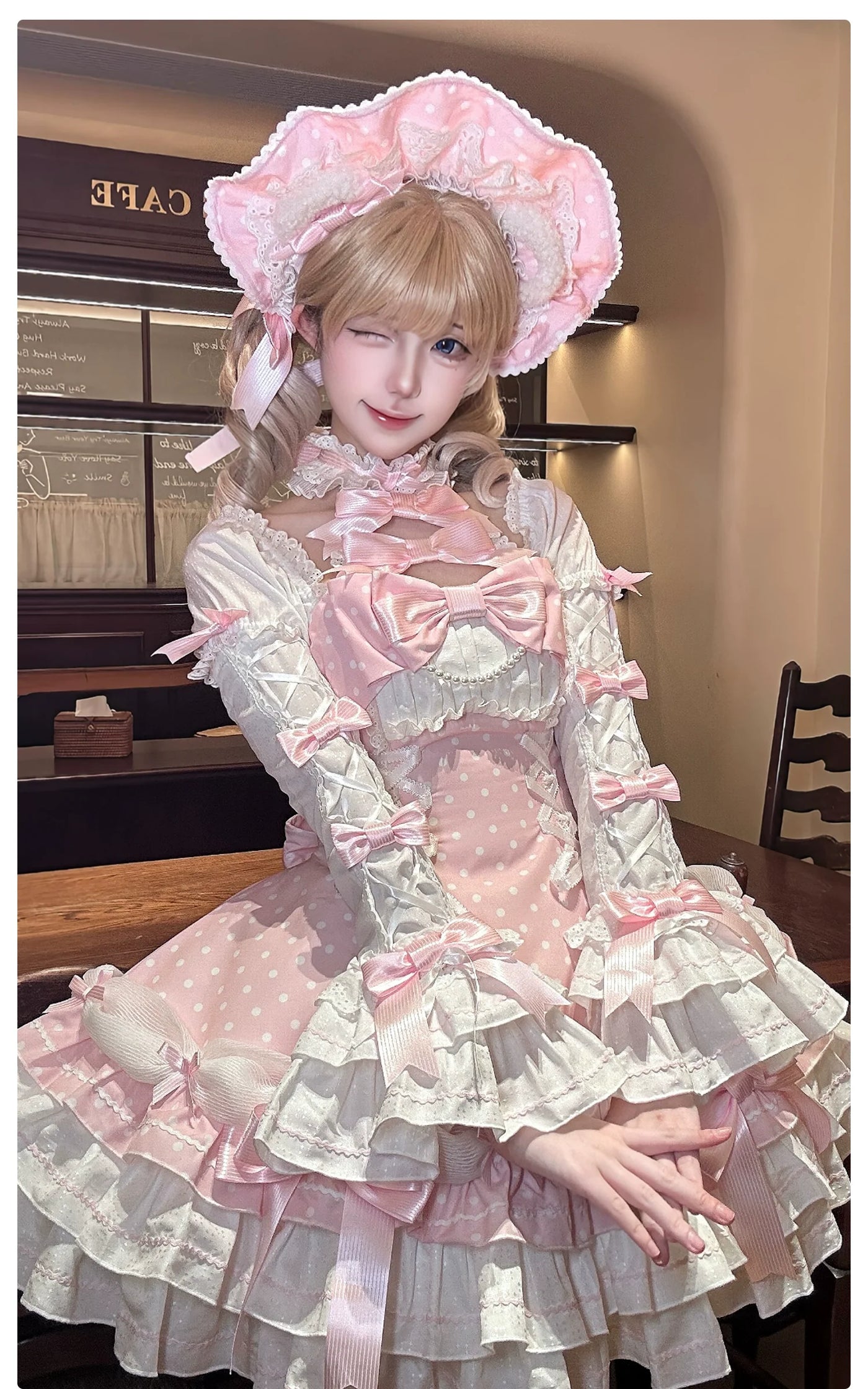 Alice Girl - Old School Lolita Halter Neck OP - Dress, Polka Dot Accent OP Dress