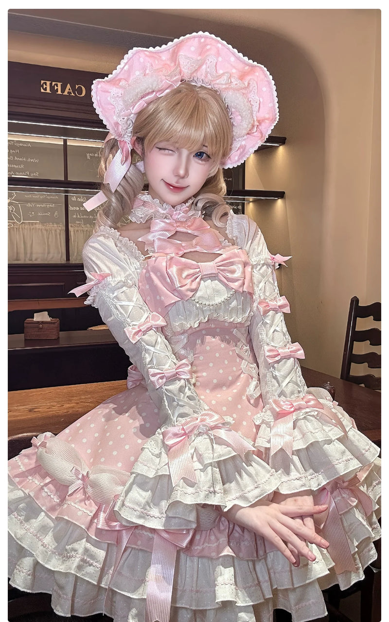 Alice Girl - Old School Lolita Halter Neck OP - Dress, Polka Dot Accent OP Dress
