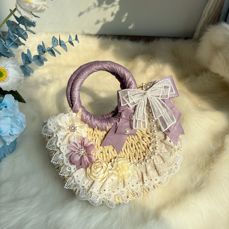 Independent Brand - Purple & White Lace Lolita Parasol and Woven Bags - product image 8