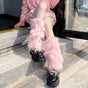 Pink - star furry leg warmers, without inner sock covers and leg ring / One Size