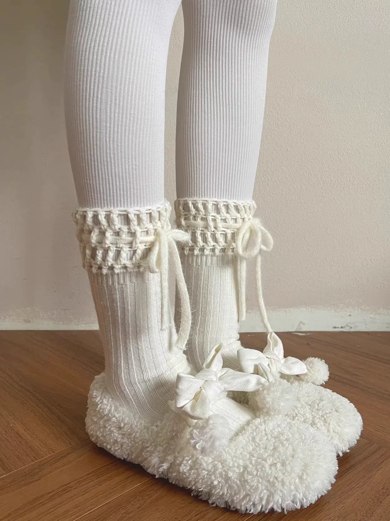 Sock Noble - Crochet Bow Cuff - Socks with a crochet cuff and tie bows