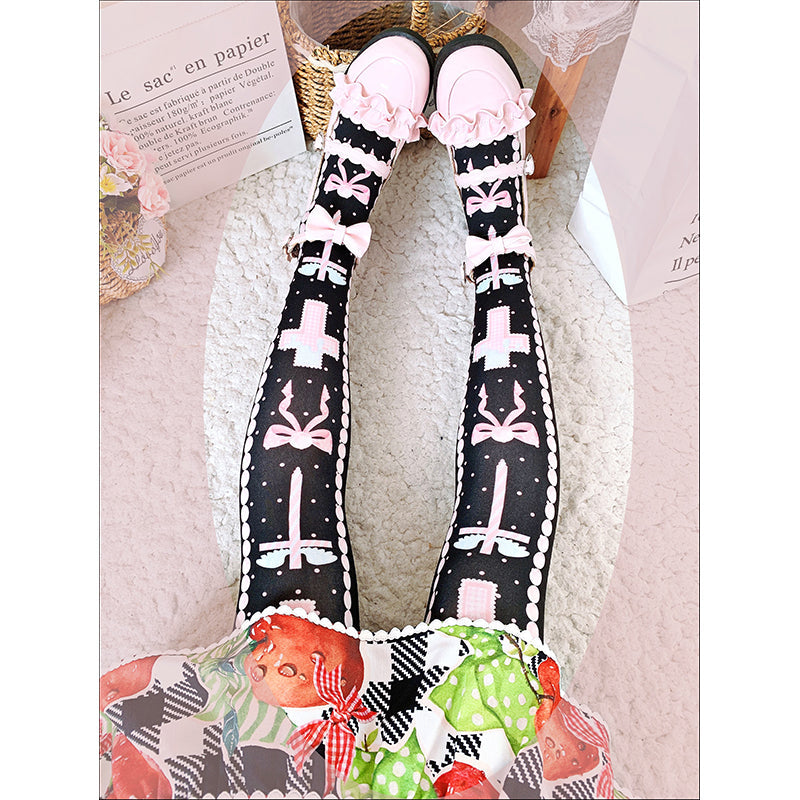 Roji Roji - Sweet Bow Lolita Thigh stockings - Socks