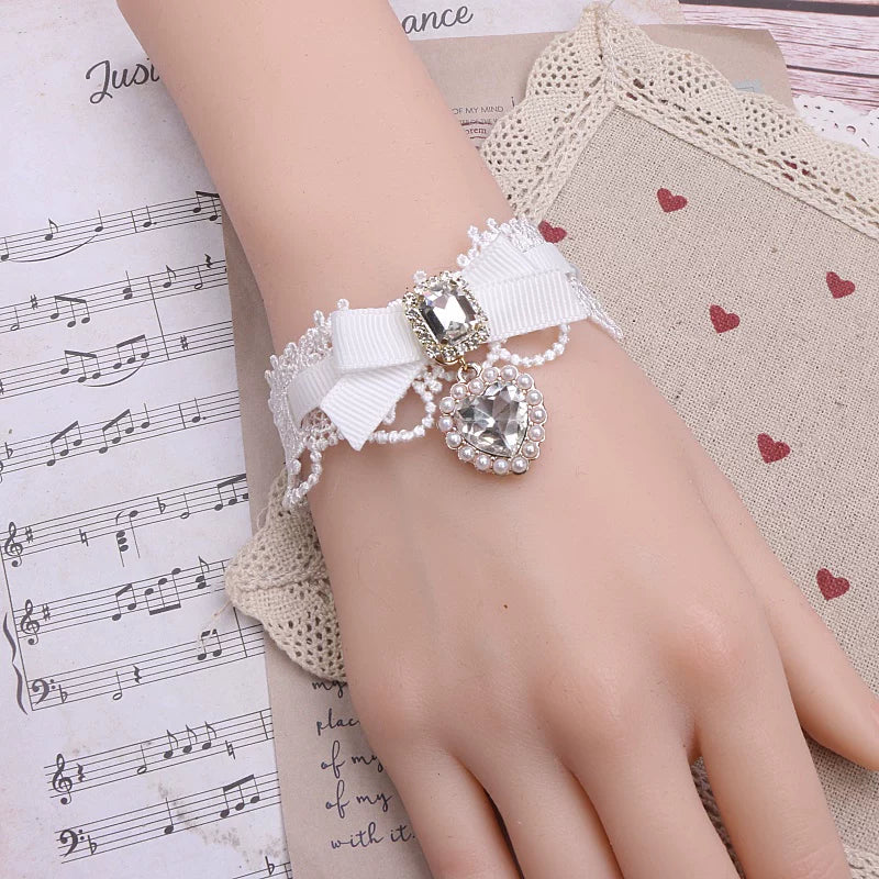 Independent Brand - Heart Pearl Bow - Necklaces, Bracelets and Collars with Heart Charms