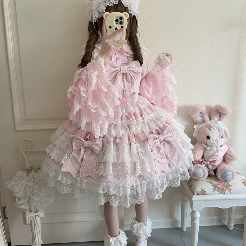 Hanguliang Cross Heart Knot Sweet Lace JSK Dress