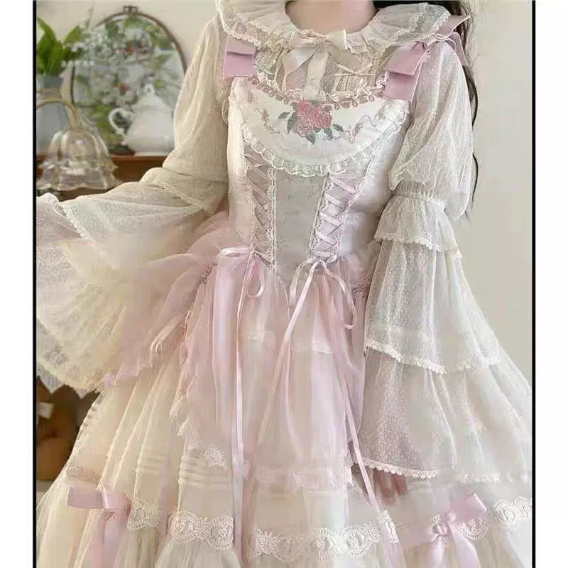 Sweetheart Dream Machine - Ice Cream Doll Collar - Mesh Lolita Blouse with Layered Ruffle Sleeves
