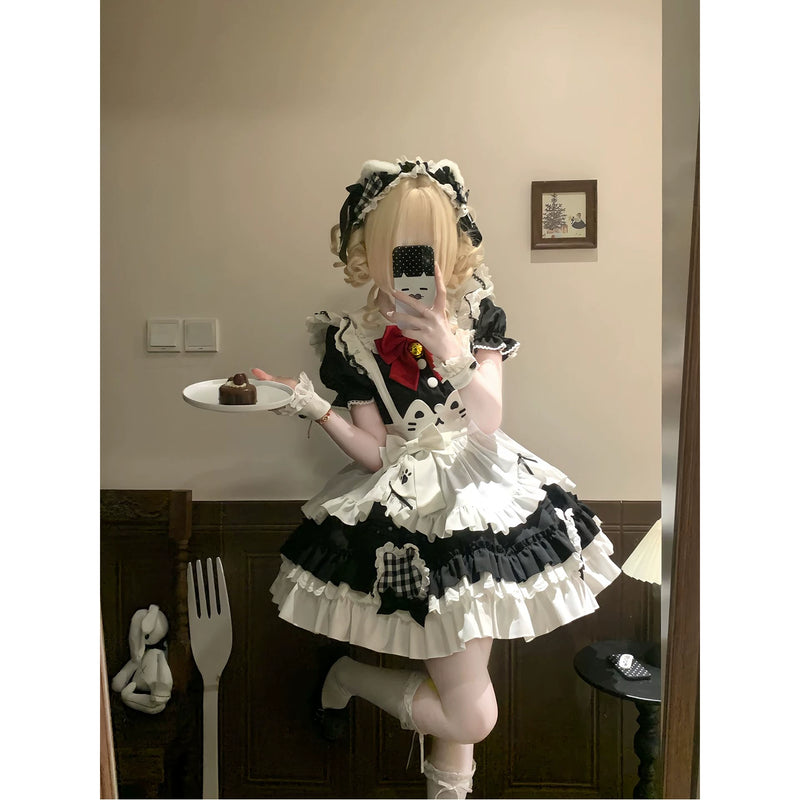 Creamy - Cat Apron - JSK dress set with a cat apron