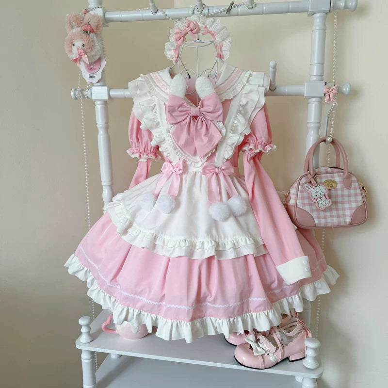 Lady Han Sweet Bunny Ball Lolita Fetch dress featuring a cute, sweet OP design with bunny motifs and delicate pastel details.
