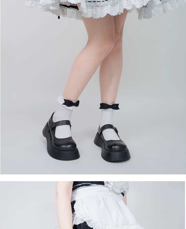 roji roji - Doll Bow - Lace-Trimmed Bow Socks