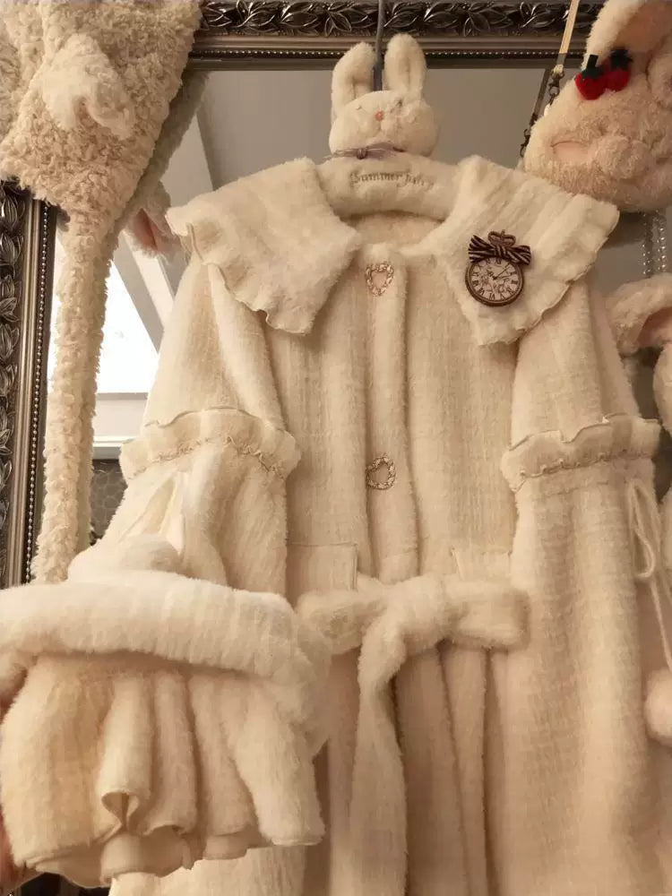 Sweetheart Dream Machine - Winter Sunlight - Fleece-lined winter coat with a rounded collar