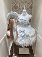 Blue camisole dress + back bow + necklace + hat / S / Single Item