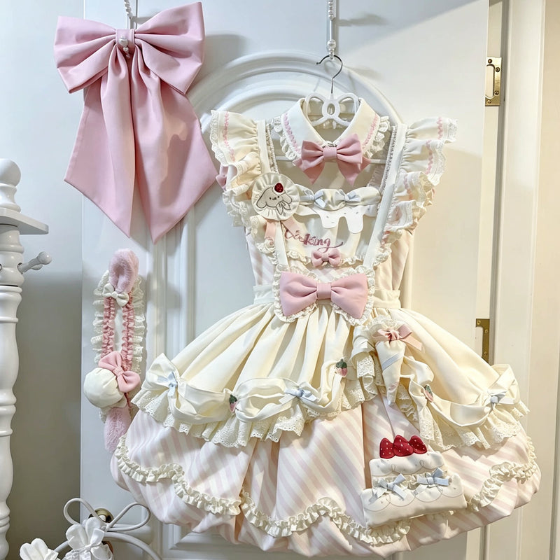 Salty Dots - Puppy Pastry Chef Sweet Lolita OP Dress - Sweet Lolita