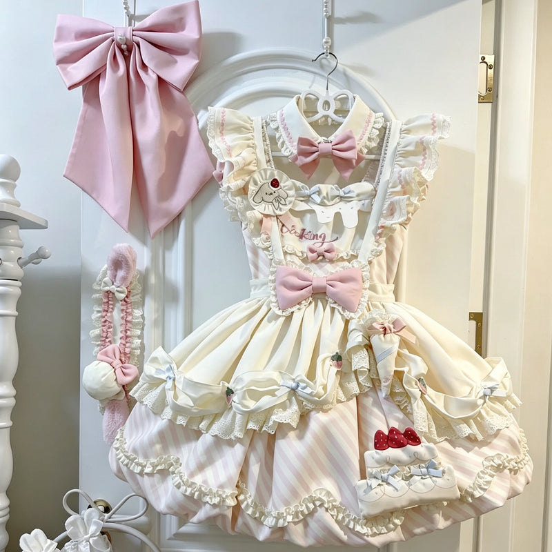 Salty Dots - Puppy Pastry Chef Sweet Lolita OP Dress - Sweet Lolita