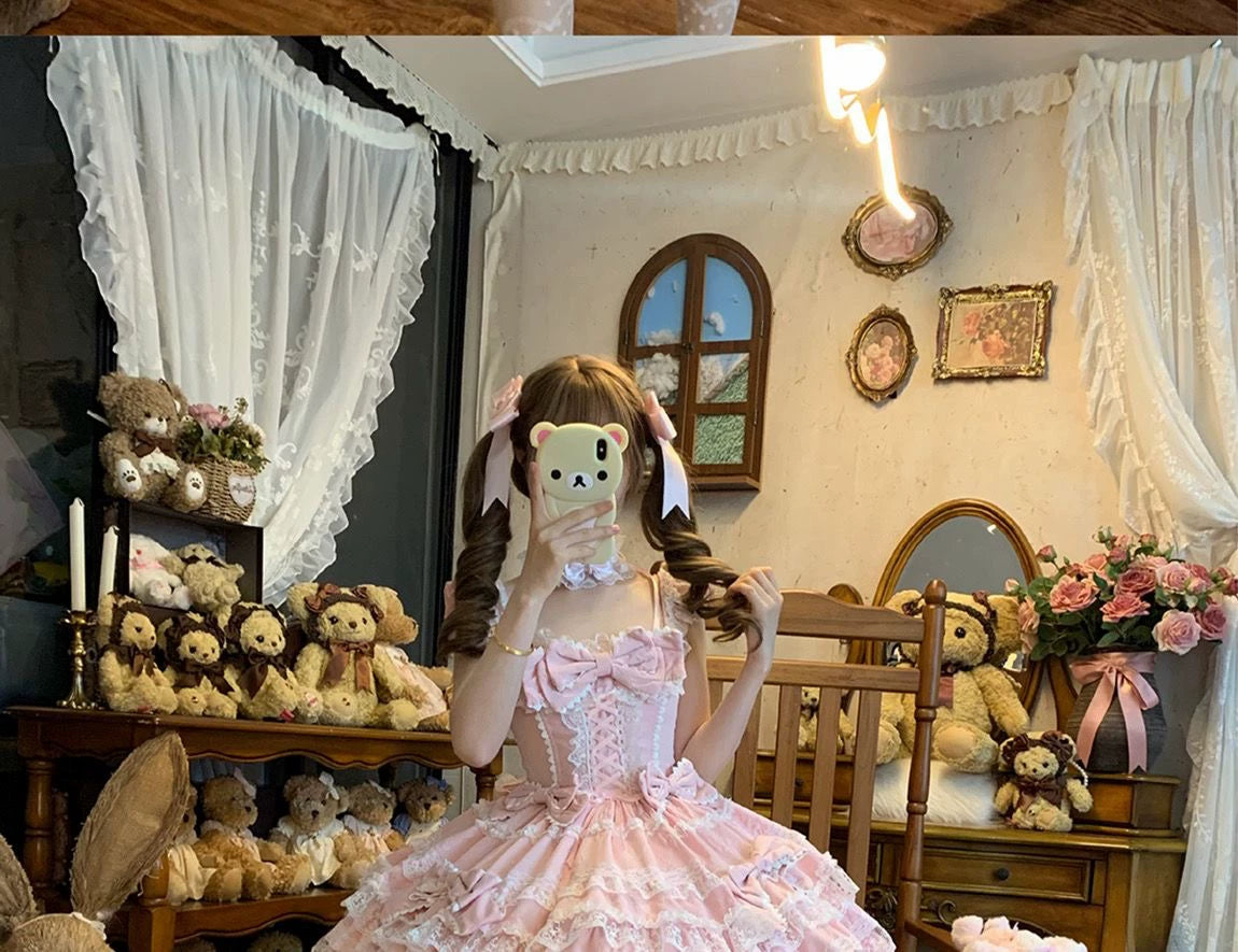 YoYo - Sea Salt Guava - Sweet Lolita summer jumper skirt with corset
