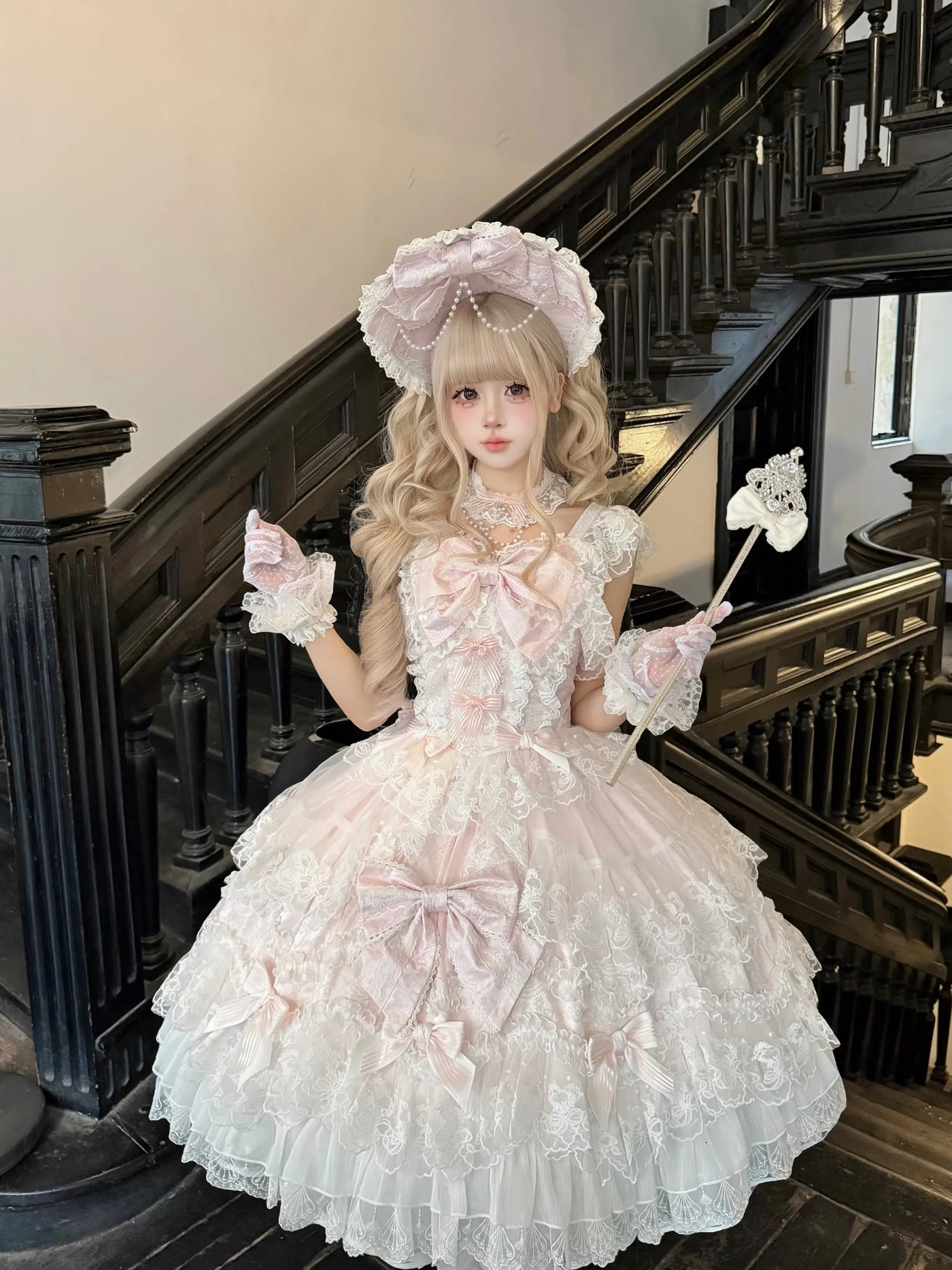 Sugar Girl - Sakura Blossom Dream - Dreamy Sweet Lolita JSK Dress, Abundant Lace & Bows