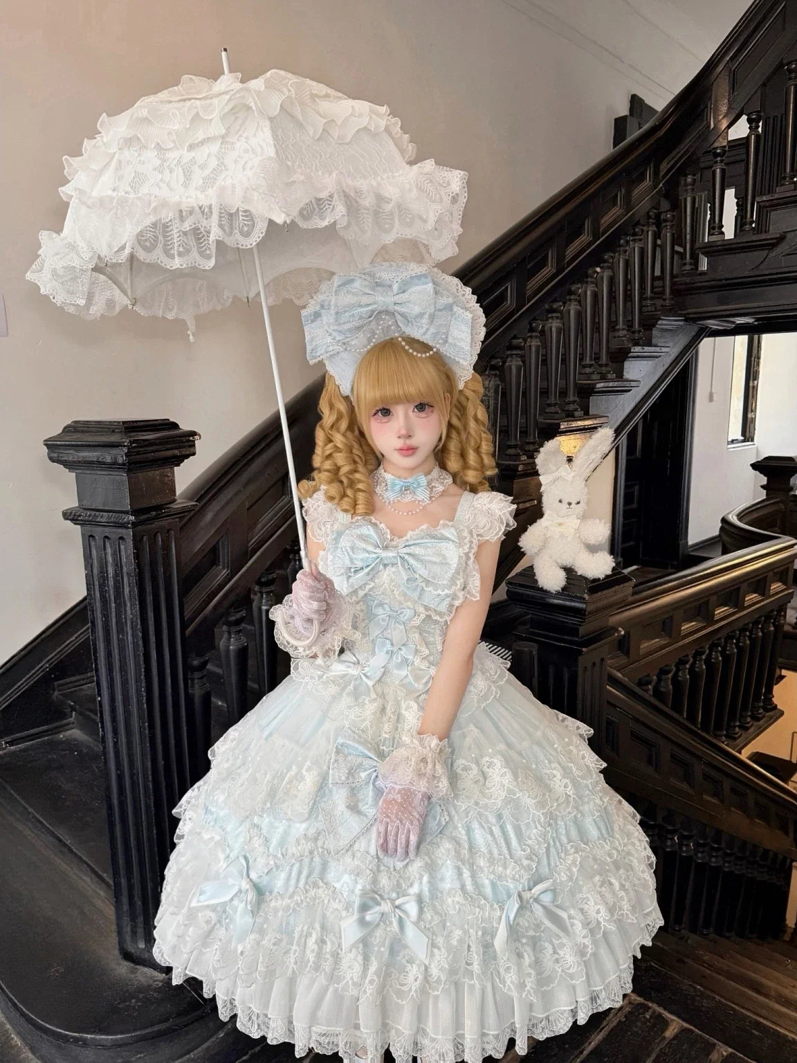 Sugar Girl - Sakura Blossom Dream - Dreamy Sweet Lolita JSK Dress, Abundant Lace & Bows