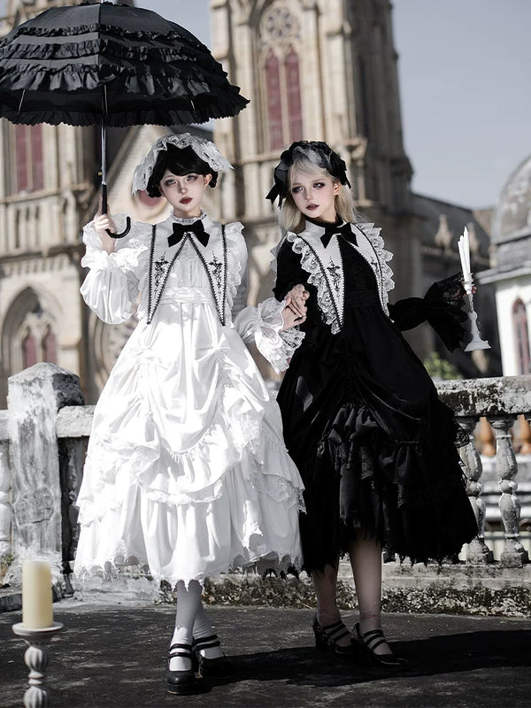With PUJI - Dawn Bell & Dusk Song - Gothic Lolita Velvet OP Dress, Back Zipper