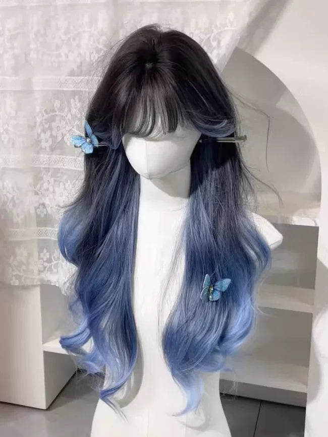 Kunkun Fish blue-highlighted wavy wig - view 2
