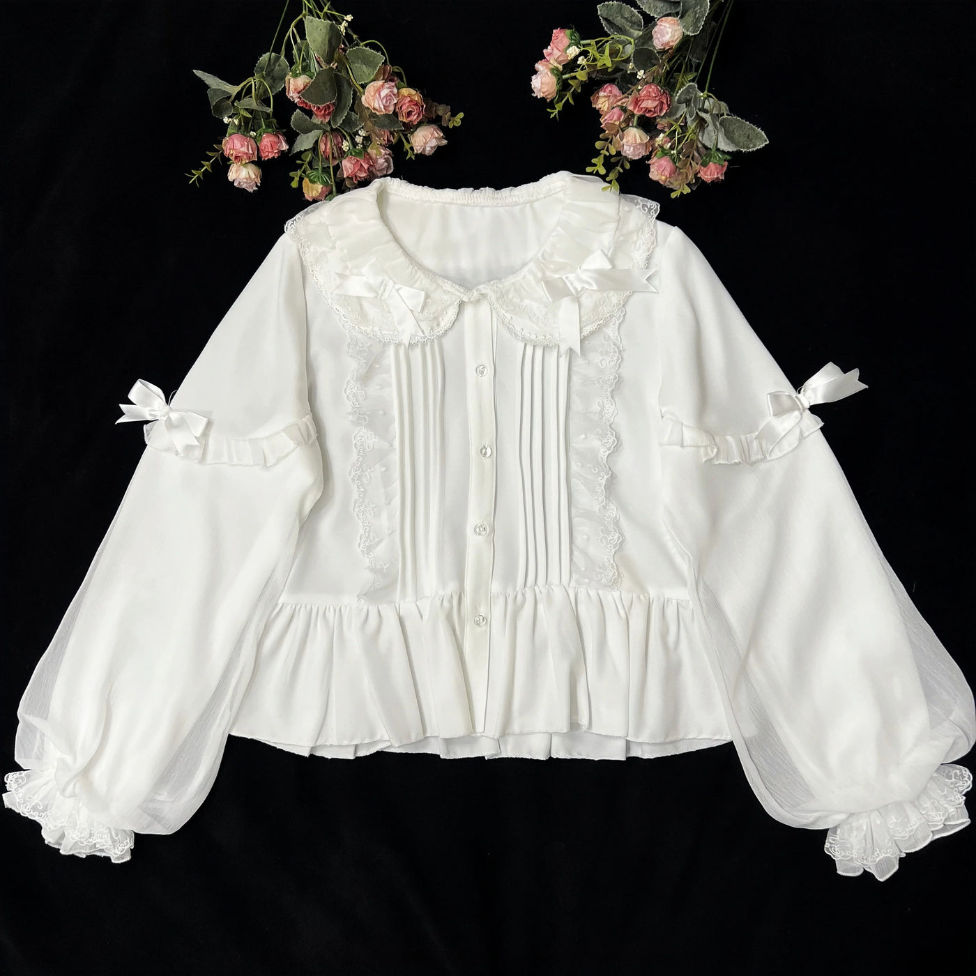 DMFS Lolita - Sweet Lolita Blouse Double-layered - Puff Sleeves Lolita Shirt Innerwear