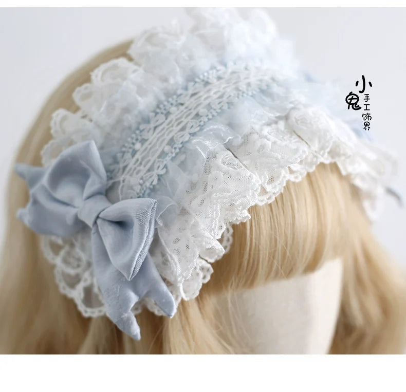 Xiaogui - Blue Sweet Lolita Lace Hair - Accessory Headwear