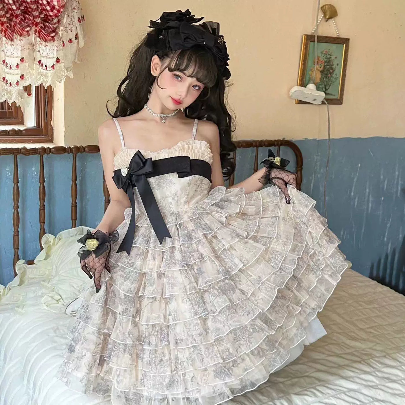 Sweetheart Dream Machine - Fairy Forest Encounter - Tiered Ruffle JSK with a Waist Ribbon