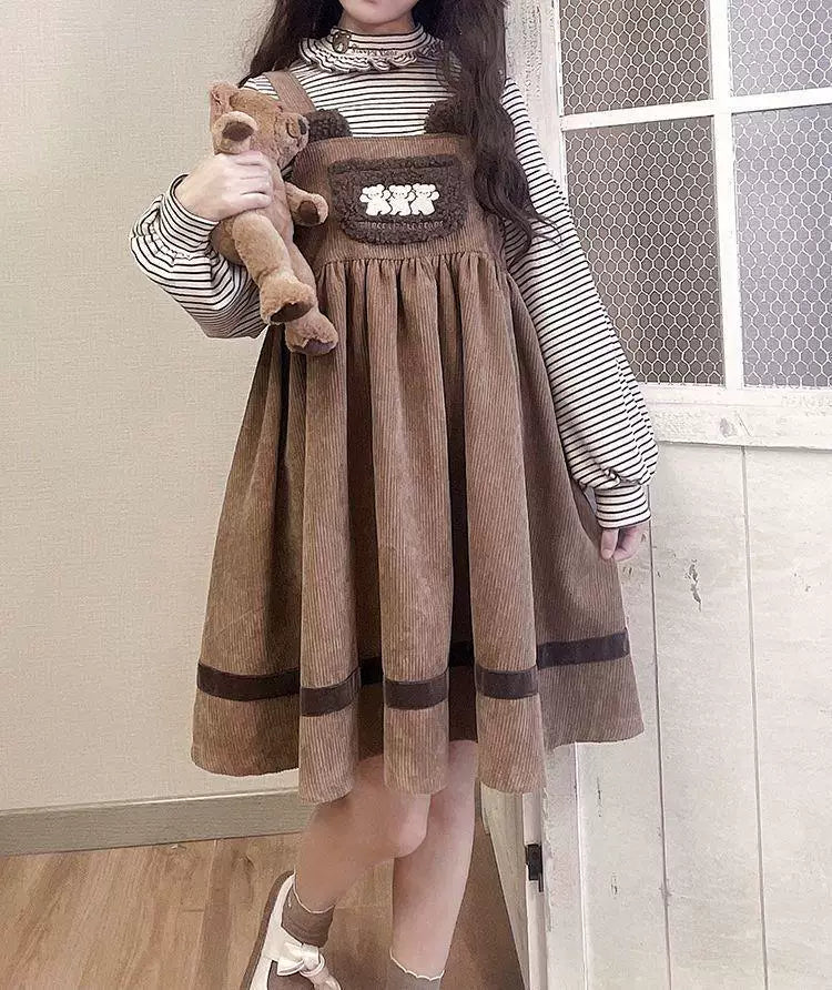 Sweetheart Dream Machine - Sleepy Bear - High-Neck Base-Layer Top with Lettuce-Edge Trim