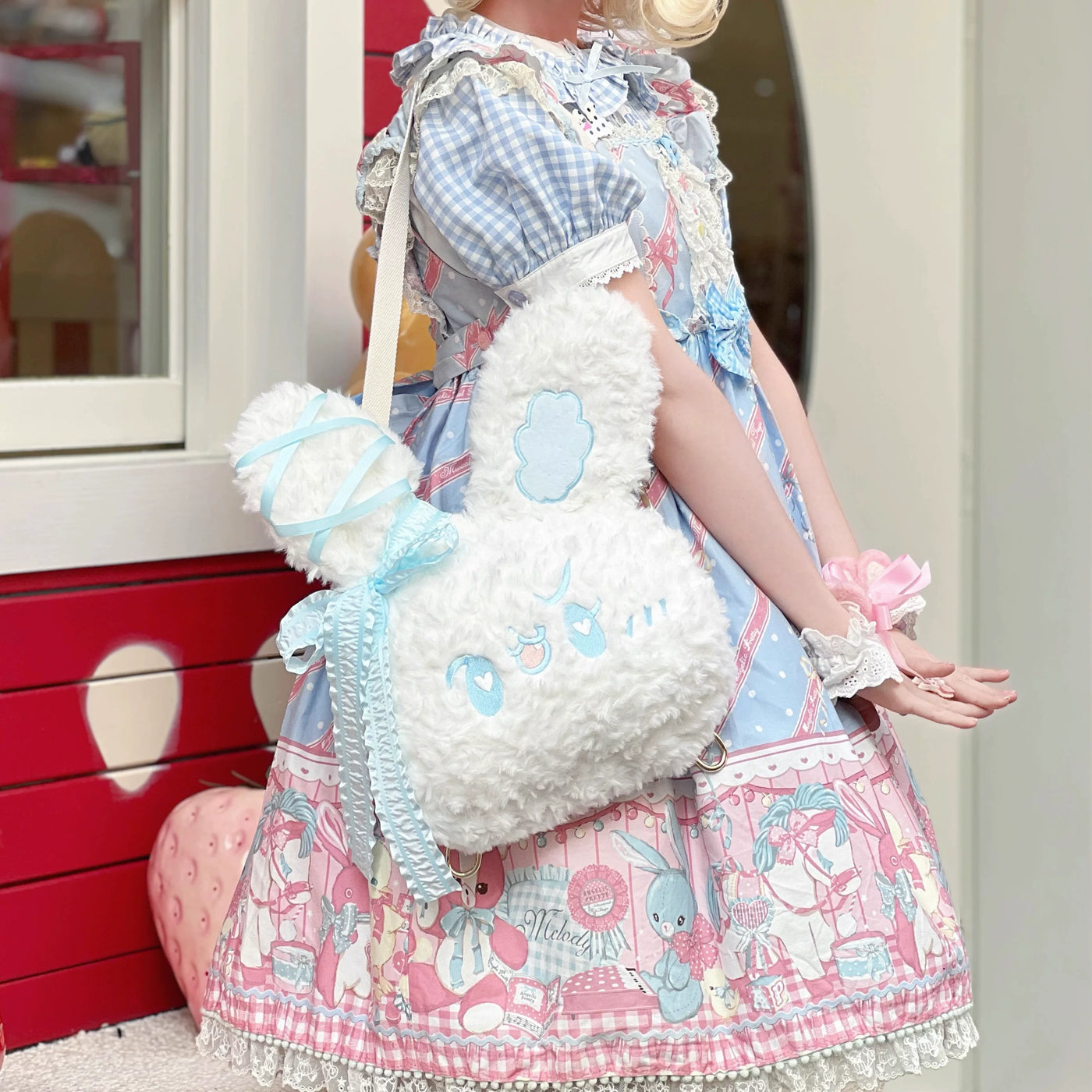 Molly Puppy - Bunny Plush - Plush rabbit backpack with ribbon details