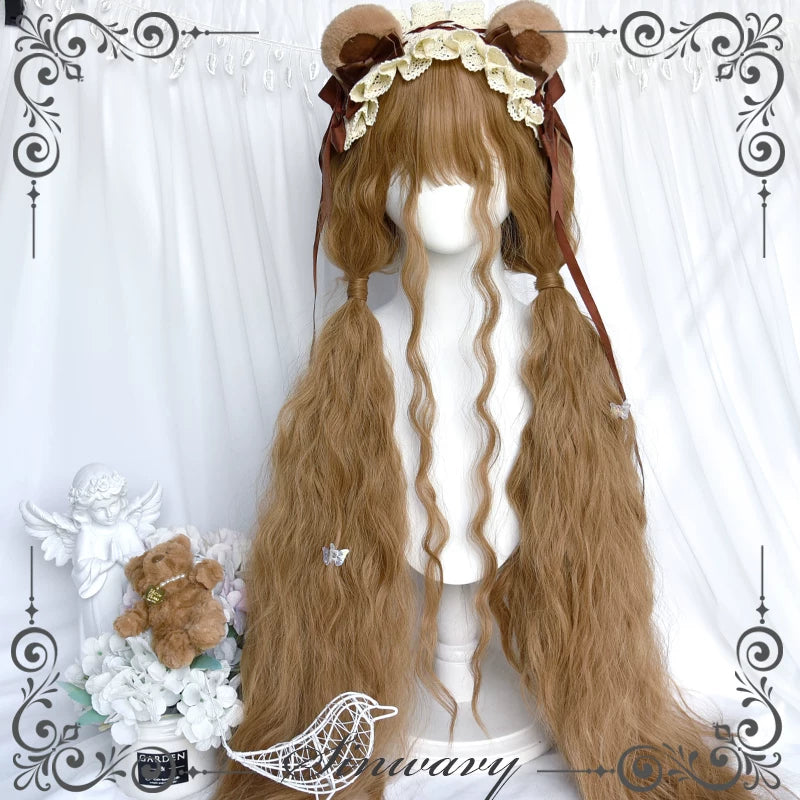Golden-brown long curly Lolita wig - view 3