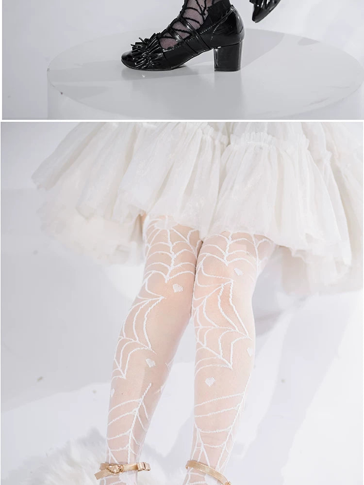 roji roji - Clotho's Heart - Sheer Over-the-Knee Socks with Spiderweb and Heart Motifs