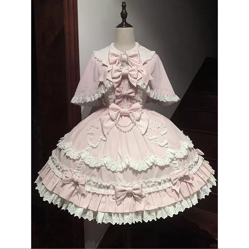 Creamy - Pink Doll Princess - Pink JSK Dress with Ruffled Cape