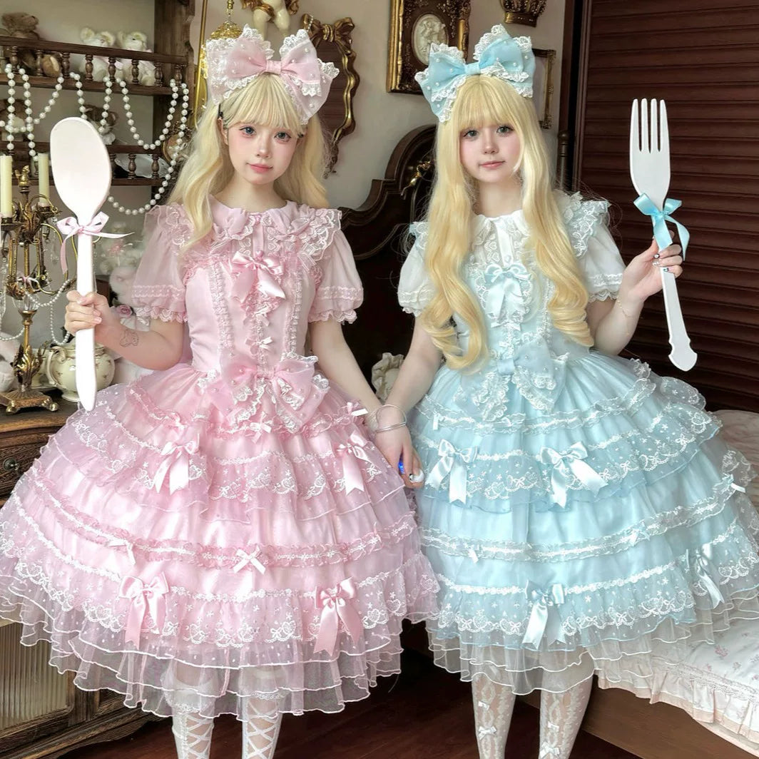 Lady Han Butterfly Heart Bridal Sweet JSK Dress by Lolita Fetch featuring floral patterns and elegant lace details.