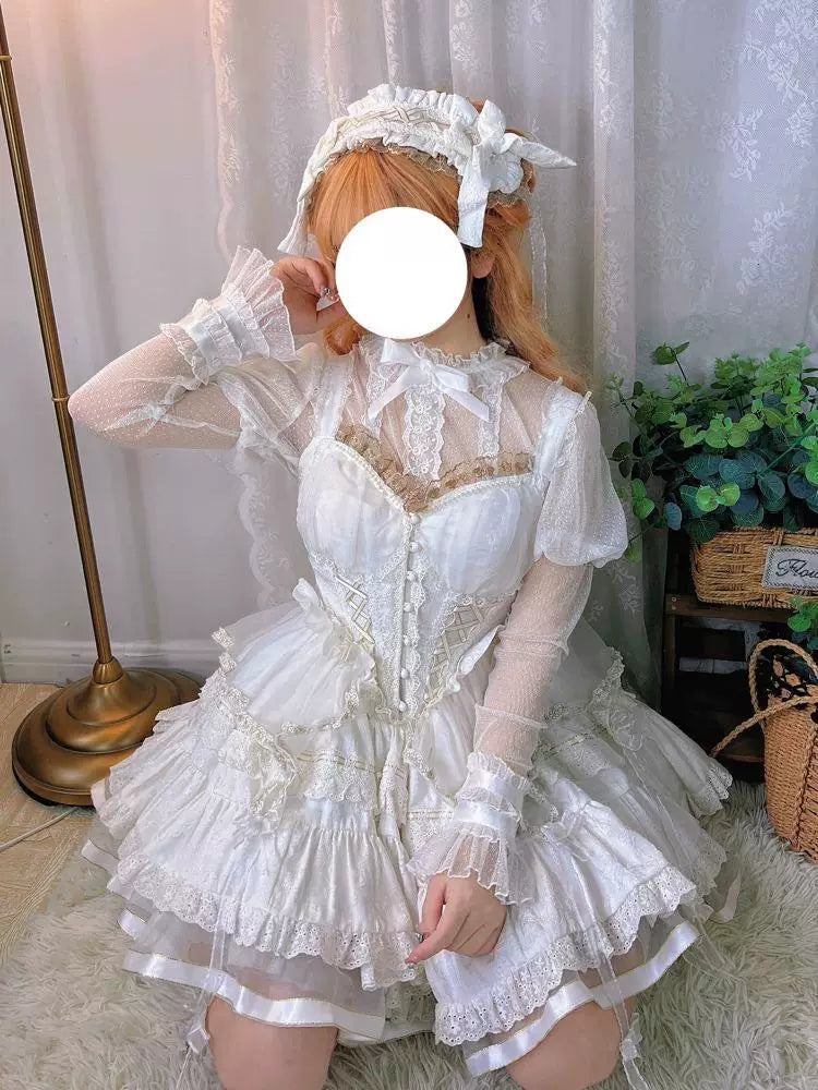 Sweetheart Dream Machine - Concerto - Lolita Top with Puff Sleeves and Lace-Mesh Sleeves