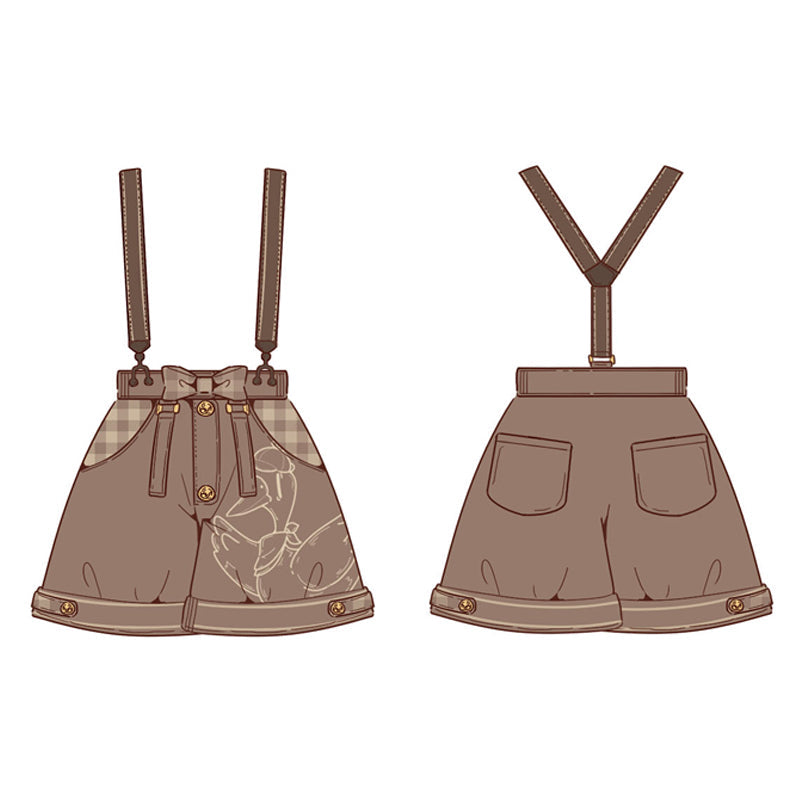 Piggy Bun - Famous Detective Goose - Ouji Lolita set with detachable suspenders and swan embroidery