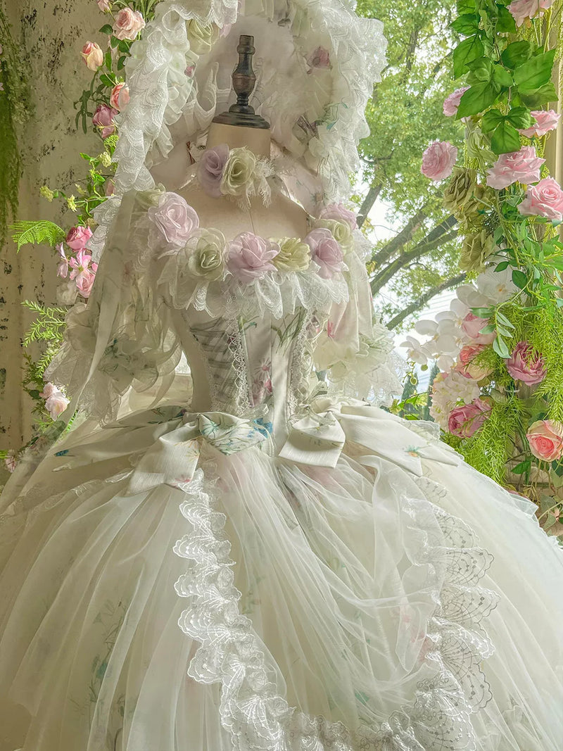 Flora Muse - Spring Rose Bridal Lolita Gown - Ivory formal Lolita