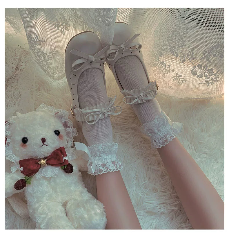Sock Noble - Lace trim bow ankle socks, baby - Socks