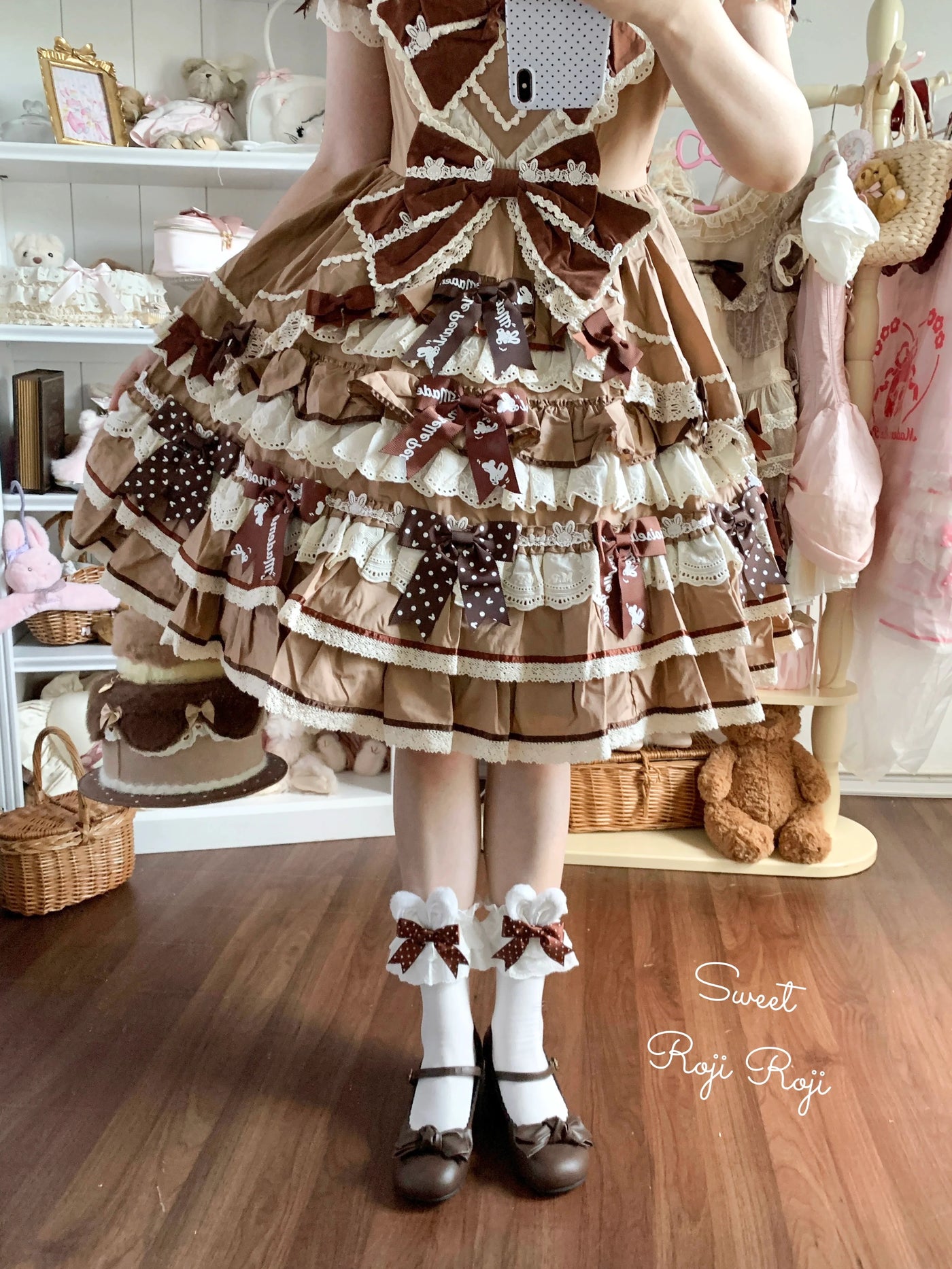 Roji Roji - Sweet Lolita Cotton Socks - Bunny Ear & Ribbon Bow Socks