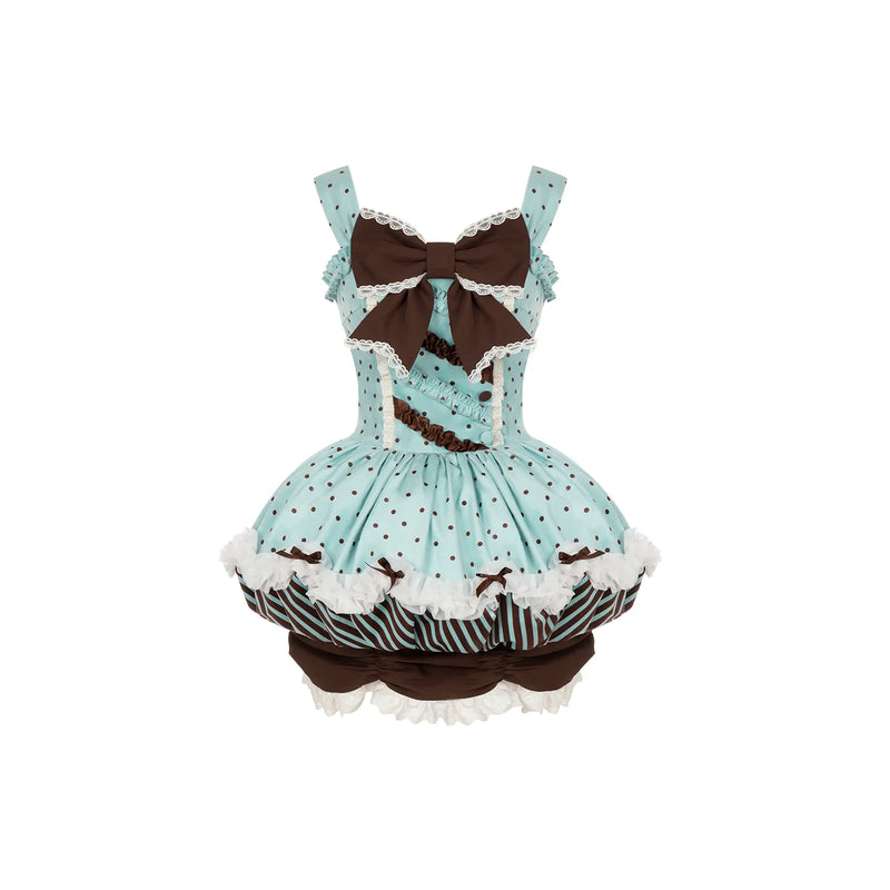 Letters & Verse Waitress Peter Pan Collar OP & Tulip JSK — Adjustable-Strap Tulip-Skirt JSK - Preorder (Supplier Dispatch from 3 Dec)