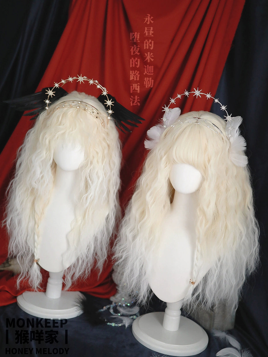 Spot MONKEEP Monkey Bajia, Lucifer 70cm fluffy fine-grained original wig of fallen night