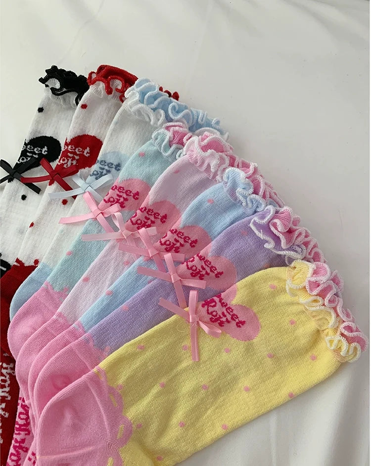 Roji Roji - Sweet Lolita Socks Cute Lolita - Short Socks With Polka Dot Socks