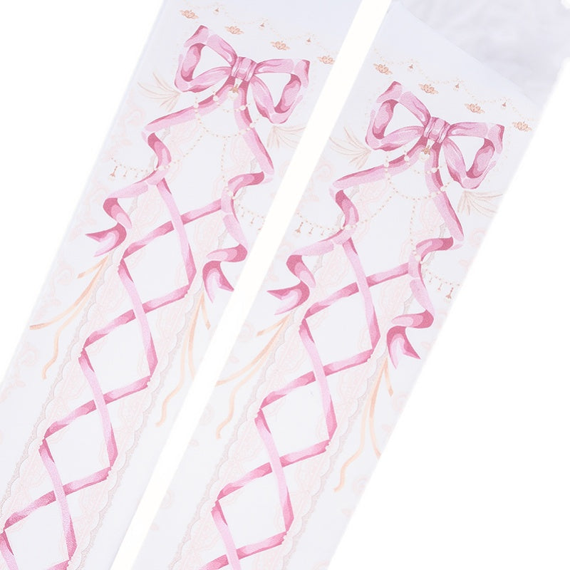 Roji Roji - 120D Velvet Sweet Lolita Printed - Tights Socks