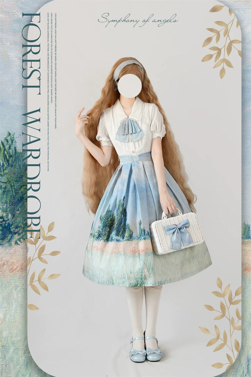 Forest Wardrobe - Forest Basket - Monet Art-Print Skirt or Blouse - 4