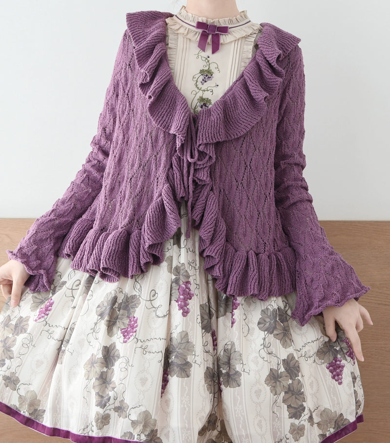 MIST - Sunset Bouquet - Lolita cardigan with diamond openwork knitting - product detail 3