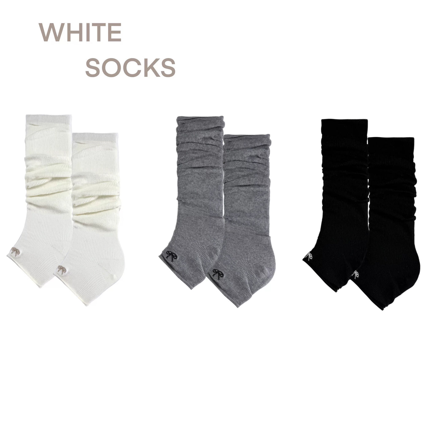 White Socks - Ballet Slouch - Footed Knitted Leg Warmers in Single or Multi-Pair Sets