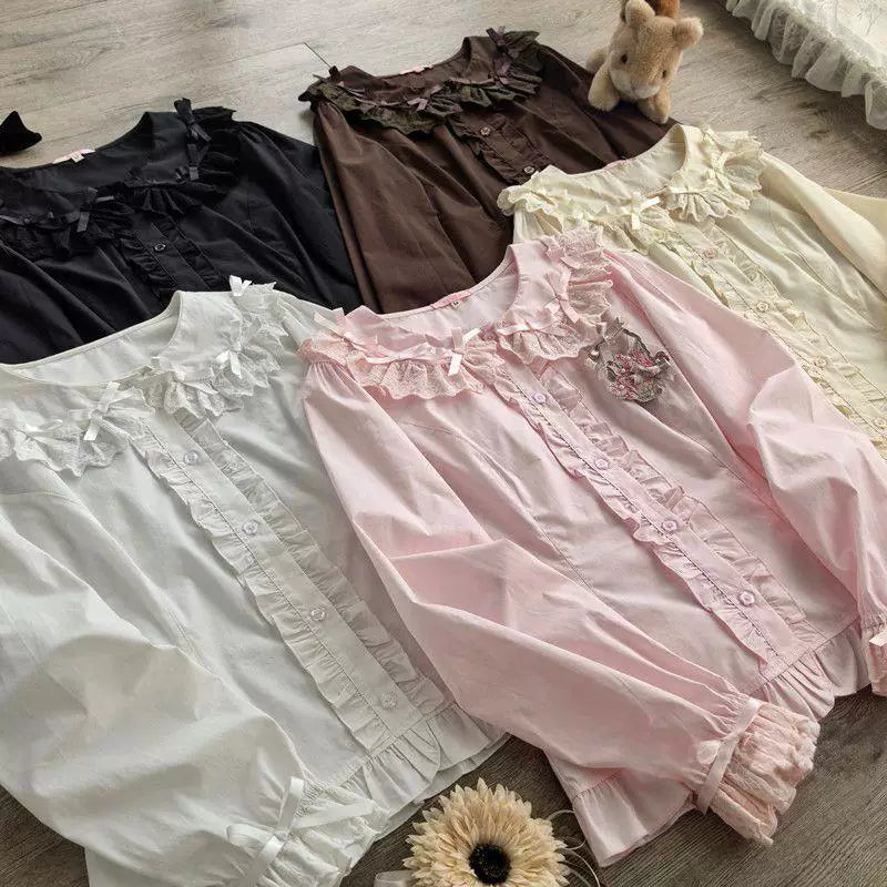 Sweetheart Dream Machine - Doll Ruffle - Long-Sleeve Lolita Blouse with Layered Collar Ruffles
