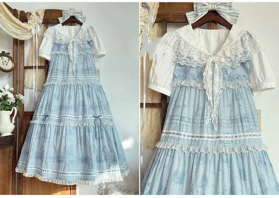 Sweetheart Dream Machine - Palila - Short-Sleeve Blouse with a Broad Lace Collar