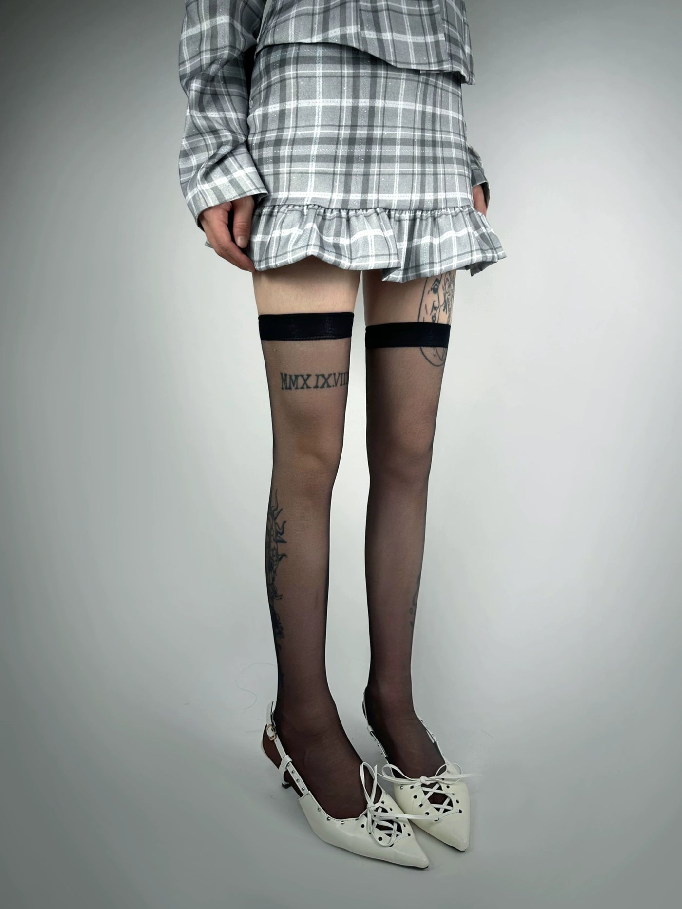 White Socks - Classic Sheer Line - Plain Sheer Stockings in Two Lengths